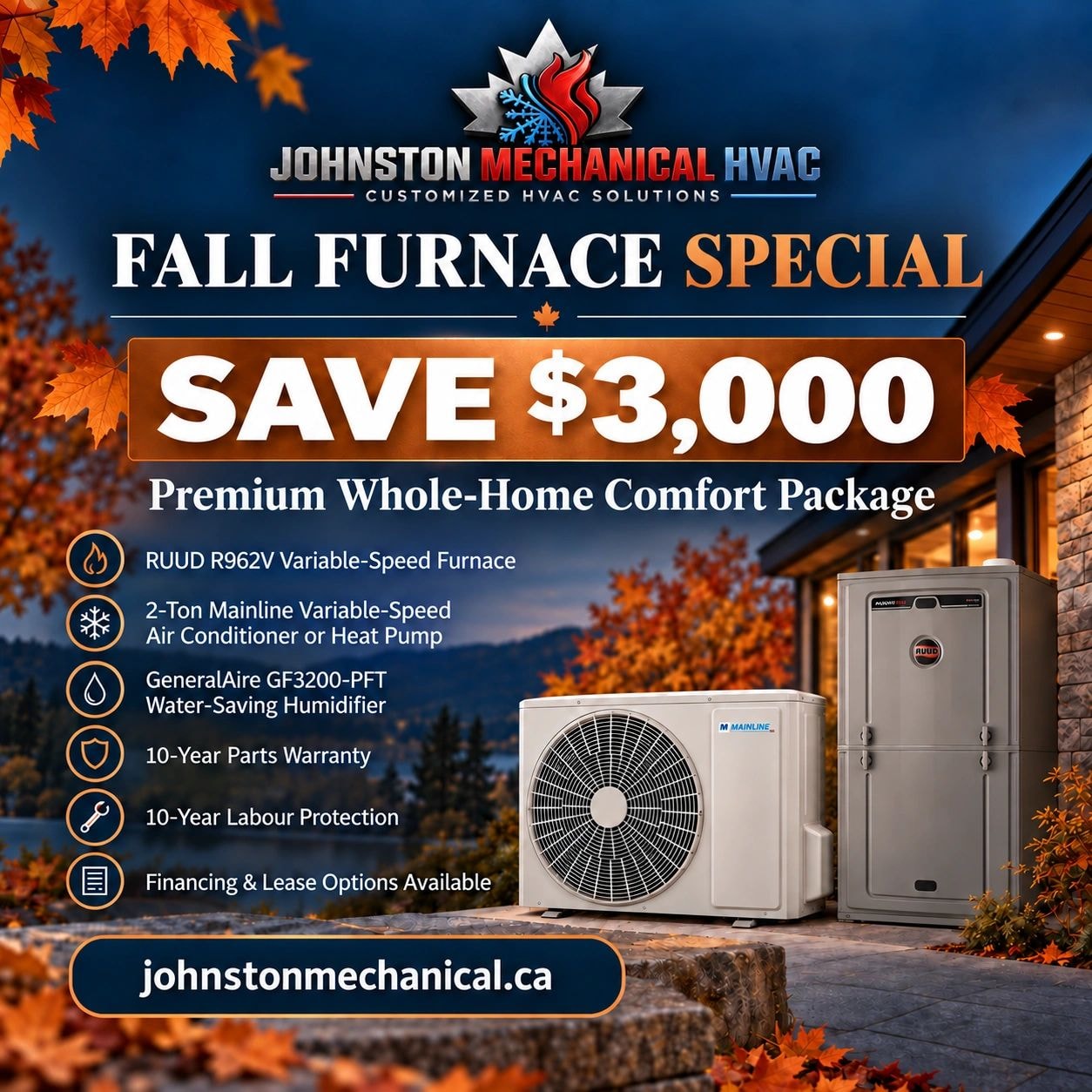 Fall Furnace Special — Save $3,000 on a Premium Whole-Home Comfort Package from Johnston Mechanical HVAC LTD, Trenton Ontario